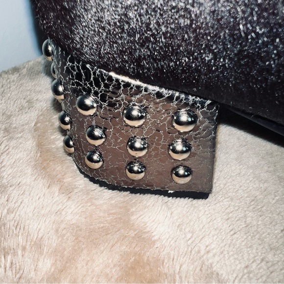 Gioseppo Black Haircalf Ankle  Boots w/ Studded Heel - Slouchy Silhouette - EU37 - Picture 4 of 10